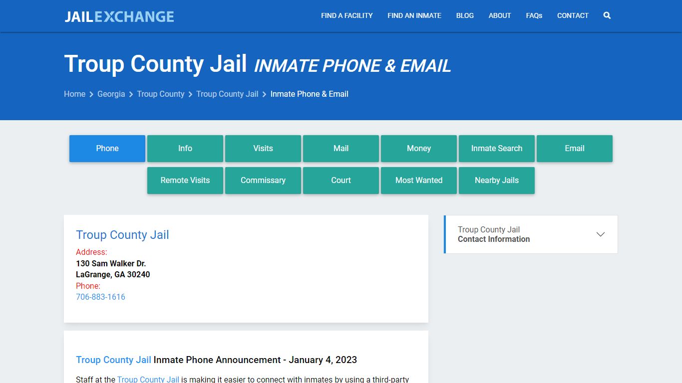 Inmate Phone - Troup County Jail, GA - Jail Exchange